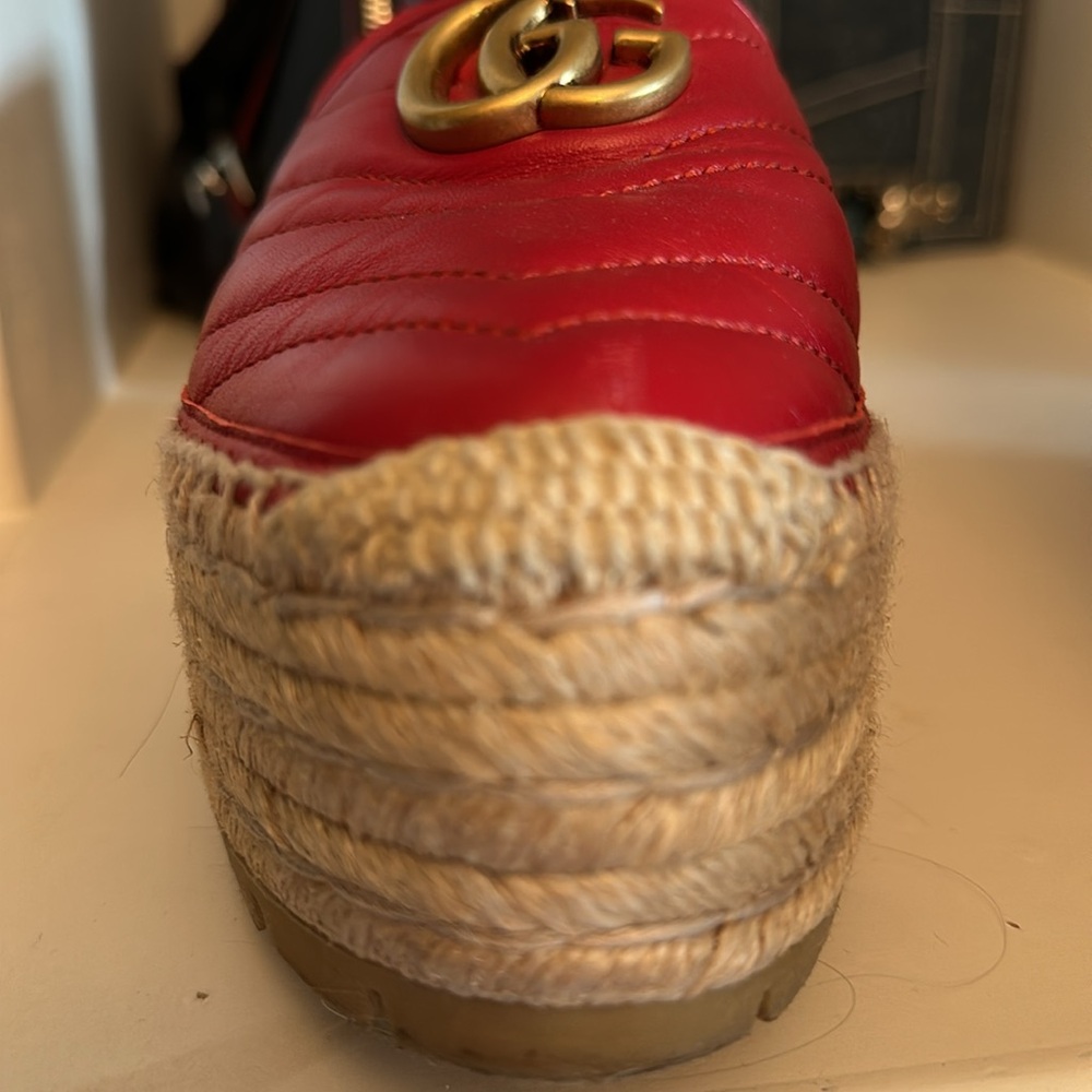 Gucci Red Espadrille Loafers 38.5 - Picture 4 of 9